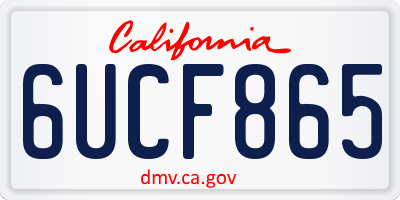 CA license plate 6UCF865