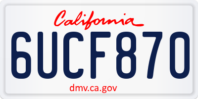 CA license plate 6UCF870