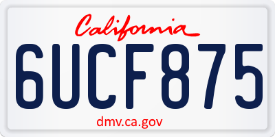 CA license plate 6UCF875