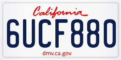 CA license plate 6UCF880