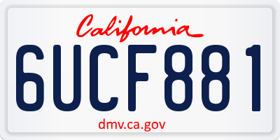 CA license plate 6UCF881