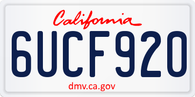 CA license plate 6UCF920