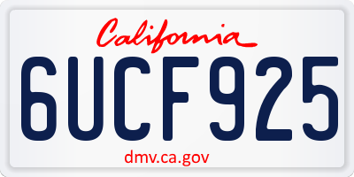 CA license plate 6UCF925