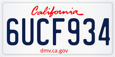 CA license plate 6UCF934