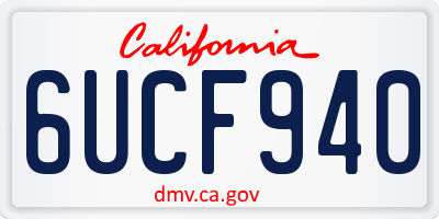 CA license plate 6UCF940