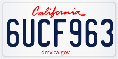 CA license plate 6UCF963
