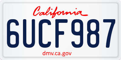 CA license plate 6UCF987