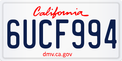 CA license plate 6UCF994