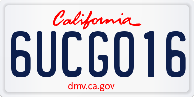 CA license plate 6UCG016