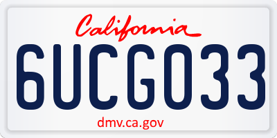 CA license plate 6UCG033
