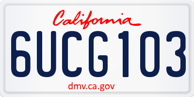 CA license plate 6UCG103