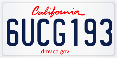 CA license plate 6UCG193