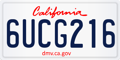 CA license plate 6UCG216