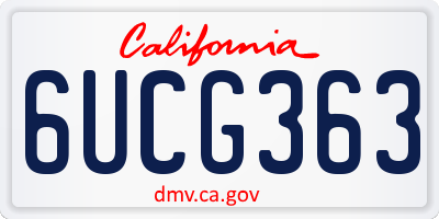 CA license plate 6UCG363