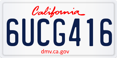 CA license plate 6UCG416