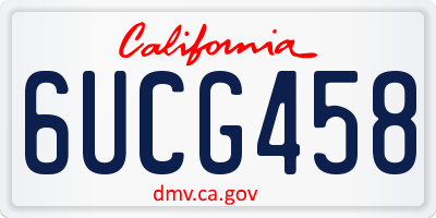CA license plate 6UCG458
