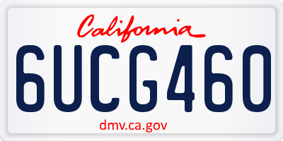 CA license plate 6UCG460