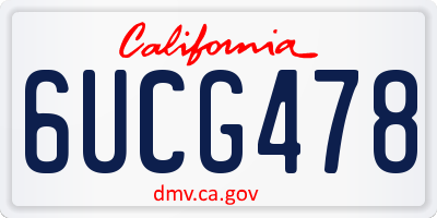CA license plate 6UCG478