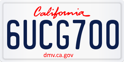 CA license plate 6UCG700