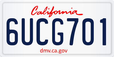 CA license plate 6UCG701