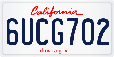 CA license plate 6UCG702