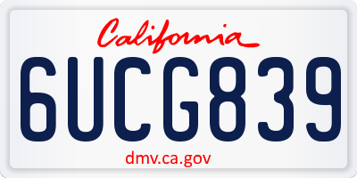 CA license plate 6UCG839