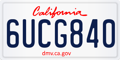 CA license plate 6UCG840