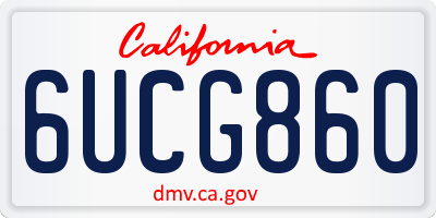 CA license plate 6UCG860
