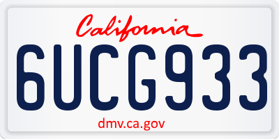 CA license plate 6UCG933