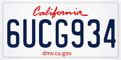 CA license plate 6UCG934