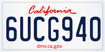 CA license plate 6UCG940