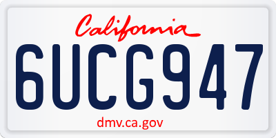 CA license plate 6UCG947