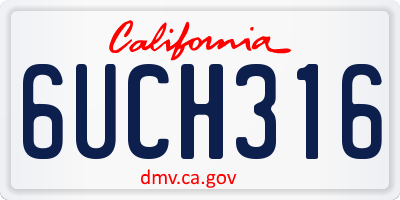 CA license plate 6UCH316