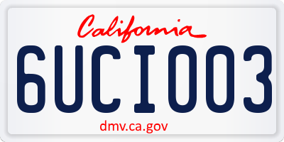 CA license plate 6UCI003