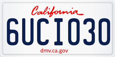 CA license plate 6UCI030
