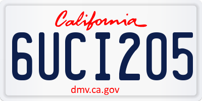 CA license plate 6UCI205