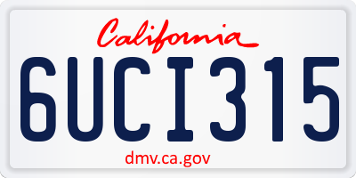 CA license plate 6UCI315