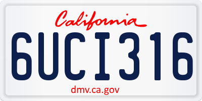 CA license plate 6UCI316
