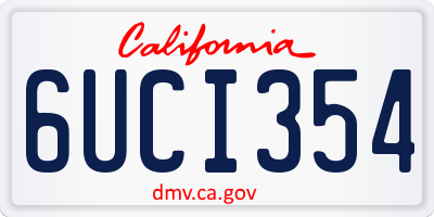 CA license plate 6UCI354