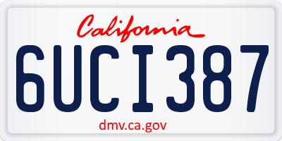 CA license plate 6UCI387