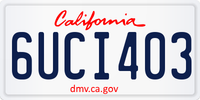 CA license plate 6UCI403
