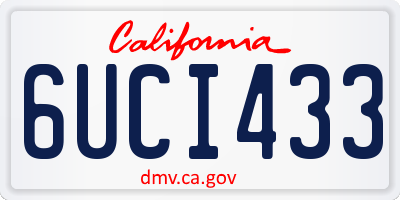 CA license plate 6UCI433