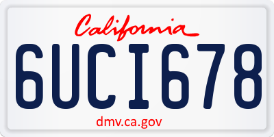 CA license plate 6UCI678