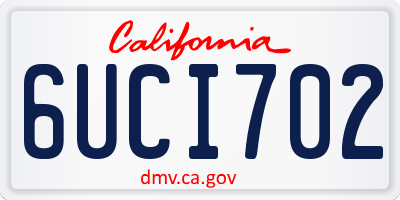 CA license plate 6UCI702