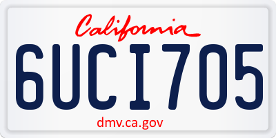 CA license plate 6UCI705