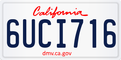 CA license plate 6UCI716