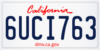 CA license plate 6UCI763