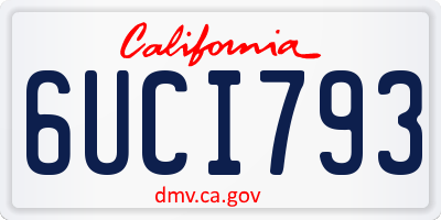 CA license plate 6UCI793