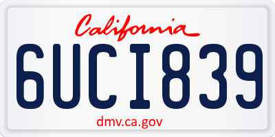 CA license plate 6UCI839