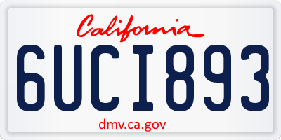 CA license plate 6UCI893